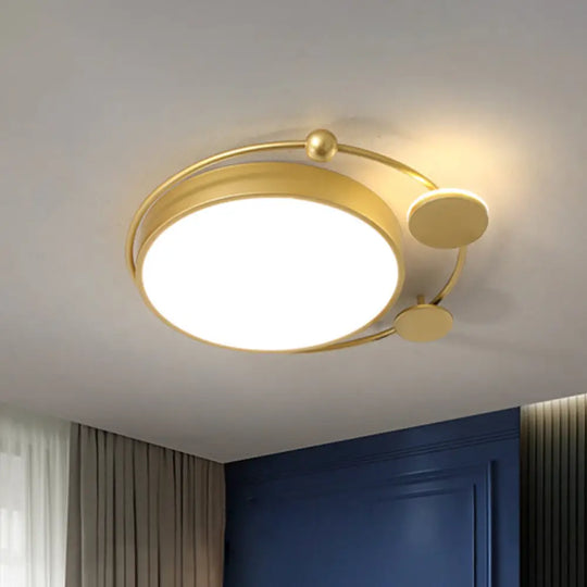 Gold Acrylic Led Flush Mount Ceiling Lamp - Minimalist Bedroom Light Fixture