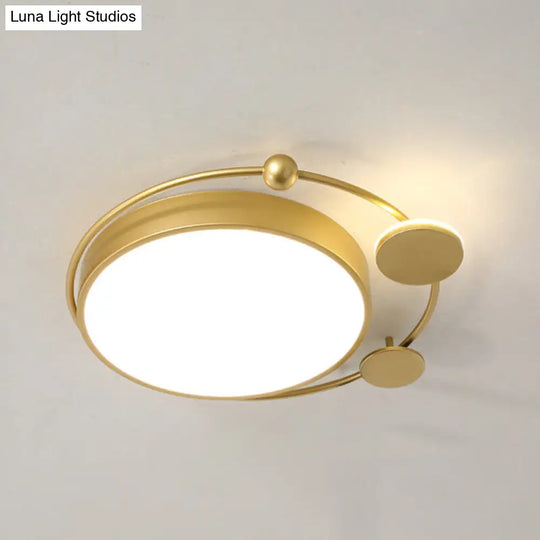 Gold Acrylic Led Flush Mount Ceiling Lamp - Minimalist Bedroom Light Fixture