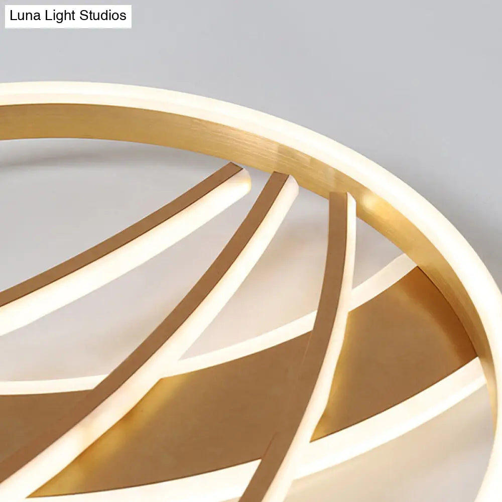 Gold Acrylic Led Ring Ceiling Light Fixture - Postmodern Bedroom Flush Mount With Stepless Dimming