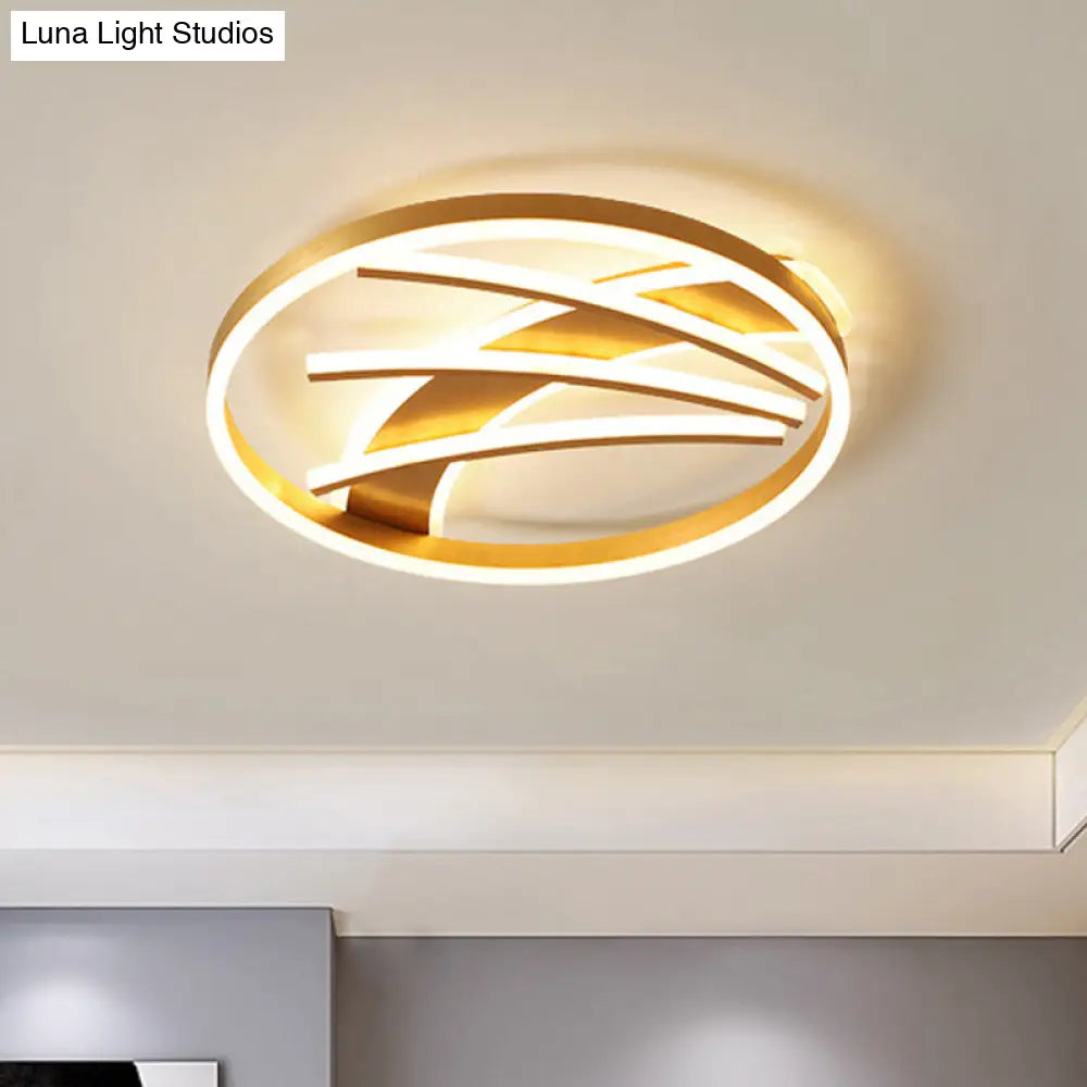 Gold Acrylic Led Ring Ceiling Light Fixture - Postmodern Bedroom Flush Mount With Stepless Dimming