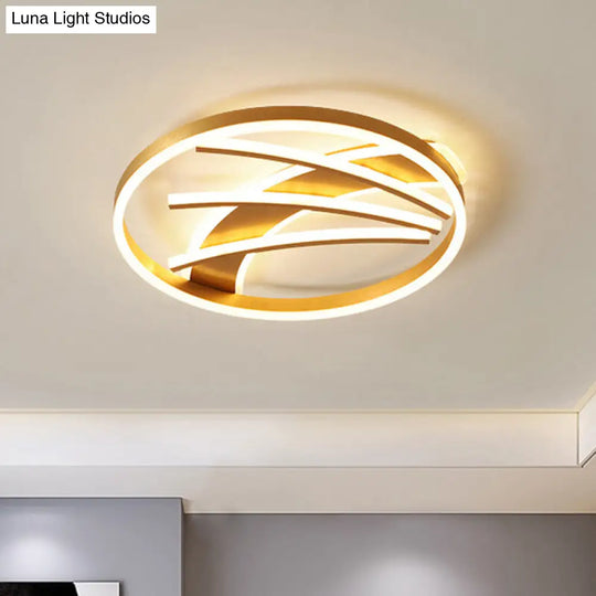 Gold Acrylic Led Ring Ceiling Light Fixture - Postmodern Bedroom Flush Mount With Stepless Dimming