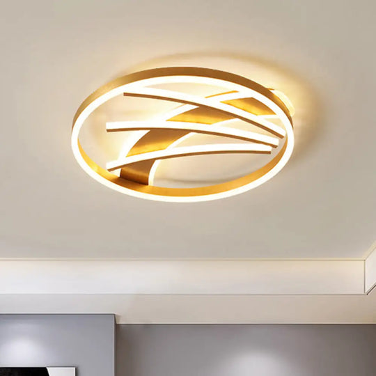 Gold Acrylic Led Ring Ceiling Light Fixture - Postmodern Bedroom Flush Mount With Stepless Dimming