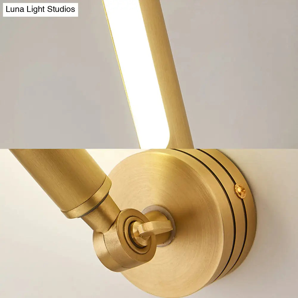 Gold Adjustable Arm Led Wall Sconce - Tube Metal Flush Mount