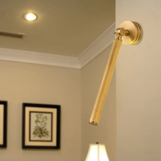 Gold Adjustable Arm Led Wall Sconce - Tube Metal Flush Mount