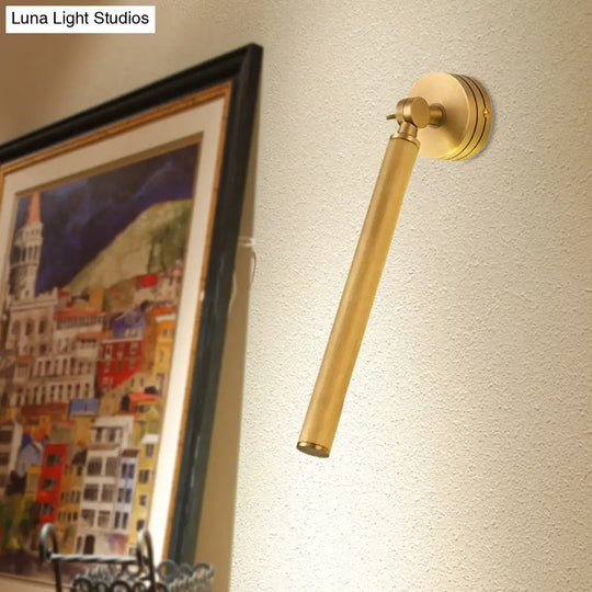 Gold Adjustable Arm Led Wall Sconce - Tube Metal Flush Mount