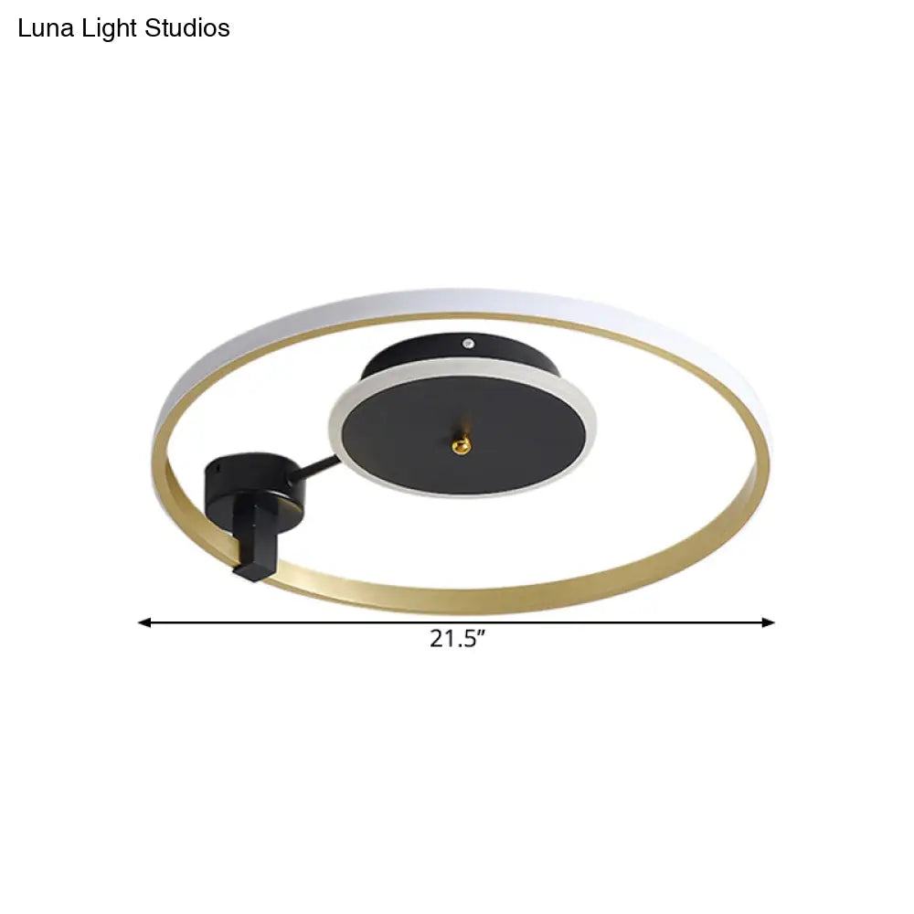 Gold And Black Led Semi Flush Ceiling Light In Warm/White 18’/21.5