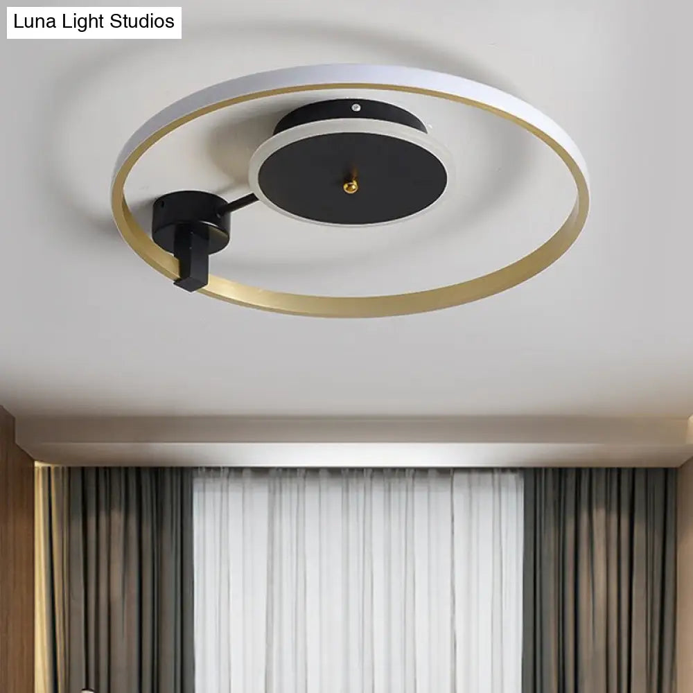 Gold And Black Led Semi Flush Ceiling Light In Warm/White 18’/21.5