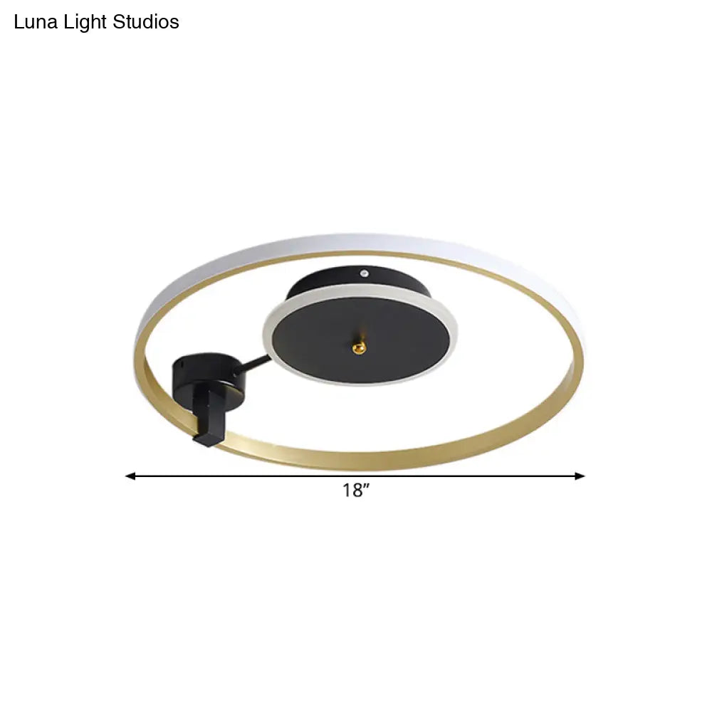 Gold And Black Led Semi Flush Ceiling Light In Warm/White 18/21.5