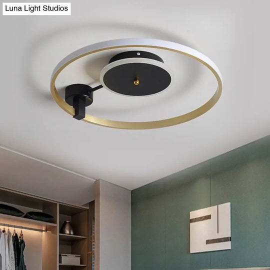 Gold And Black Led Semi Flush Ceiling Light In Warm/White 18/21.5 Gold-Black / 18 White