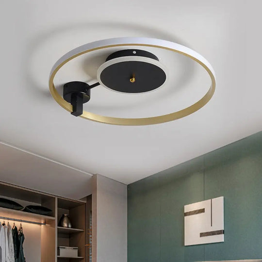 Gold And Black Led Semi Flush Ceiling Light In Warm/White 18’/21.5 Gold - Black / 18’ White