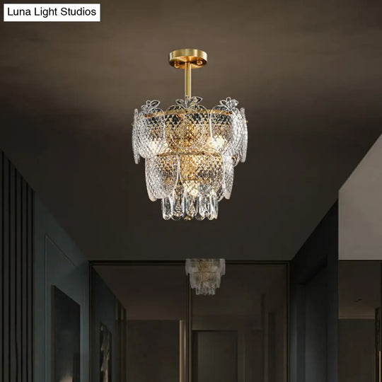 Gold Apple Chandelier With Textured Glass - Elegant Living Room Pendant Light 4 /