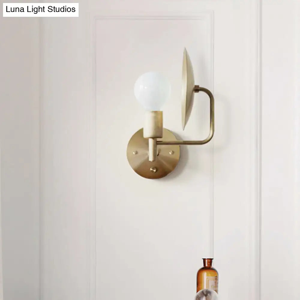 Gold Bare Bulb Led Wall Sconce - Modern Metal Lighting Fixture For Living Room