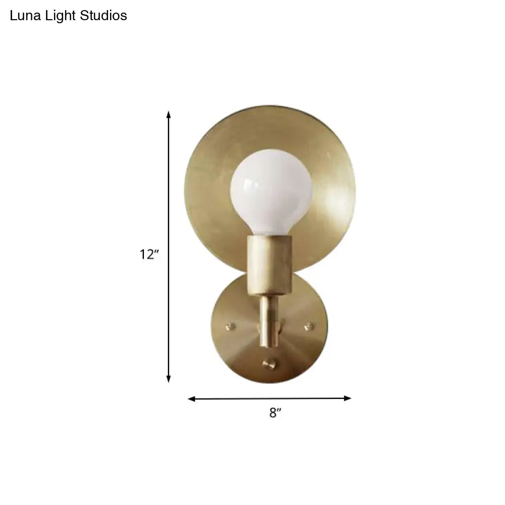 Gold Bare Bulb Led Wall Sconce - Modern Metal Lighting Fixture For Living Room