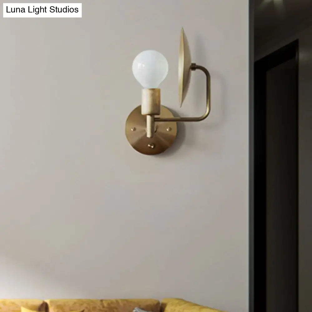 Gold Bare Bulb Led Wall Sconce - Modern Metal Lighting Fixture For Living Room