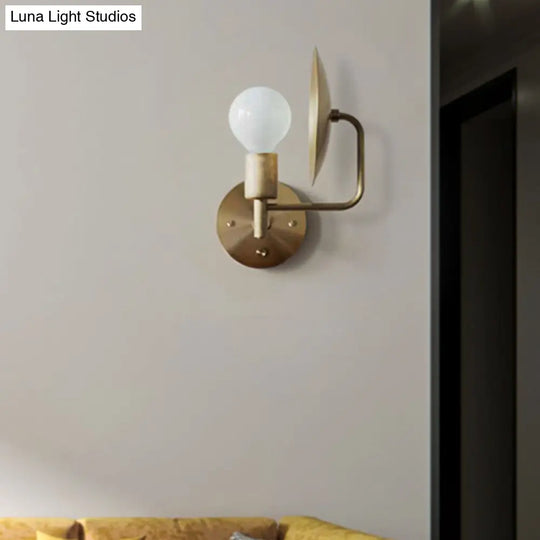 Gold Bare Bulb Led Wall Sconce - Modern Metal Lighting Fixture For Living Room