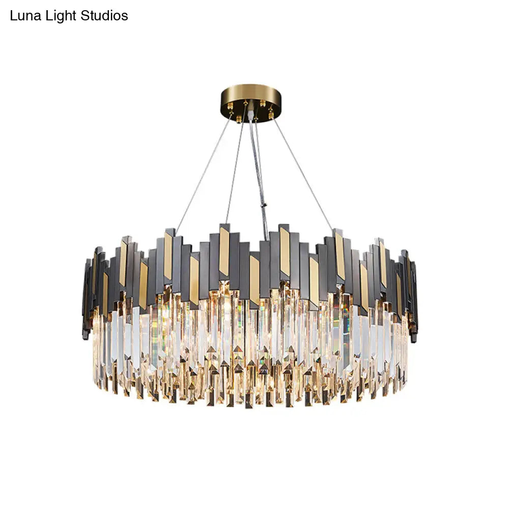 Gold-Black Crystal Chandelier Pendant Light For Simple Living Room Elegance