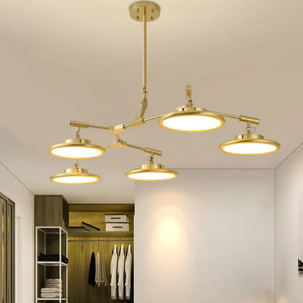 Gold Branch Chandelier Light Fixture - Modern Pendant Kit With 3/5 Heads In Warm/White 5 / White