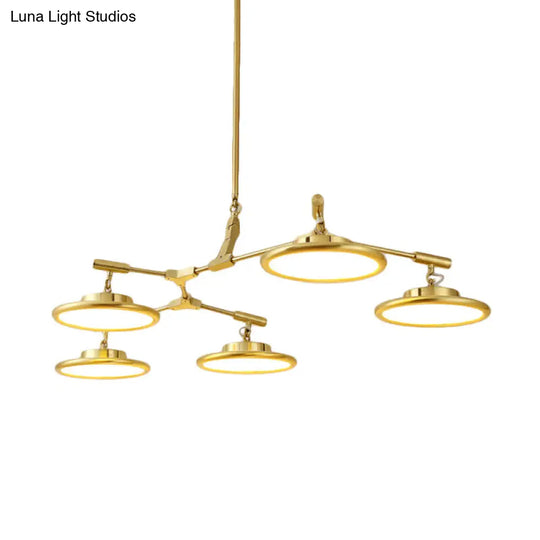 Modern Gold Branch Chandelier Light Fixture With 3/5 Pendant Lights In Warm/White