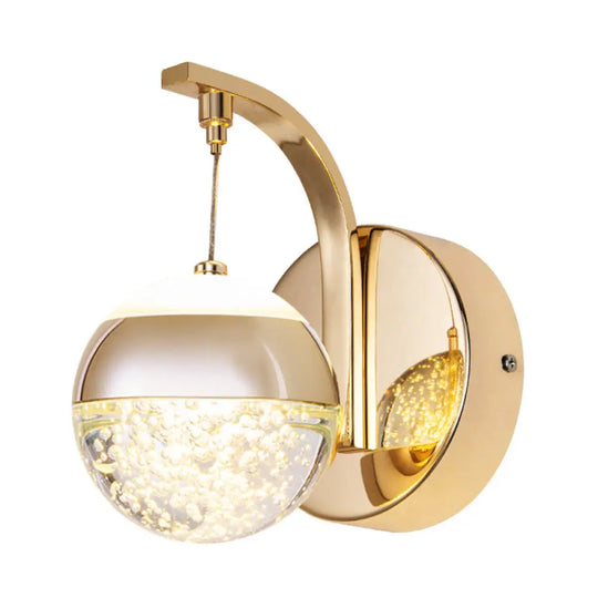 Gold Bubble Crystal Globe Wall Lamp - Minimalist Led Sconce Light Fixture For Bedroom 1 / B