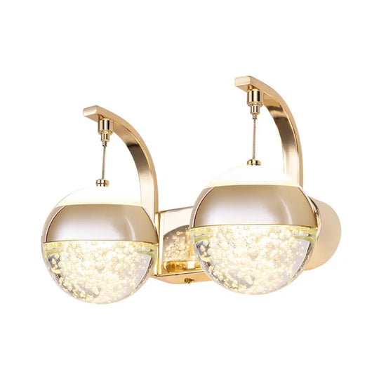 Gold Bubble Crystal Globe Wall Lamp - Minimalist Led Sconce Light Fixture For Bedroom 2 / B