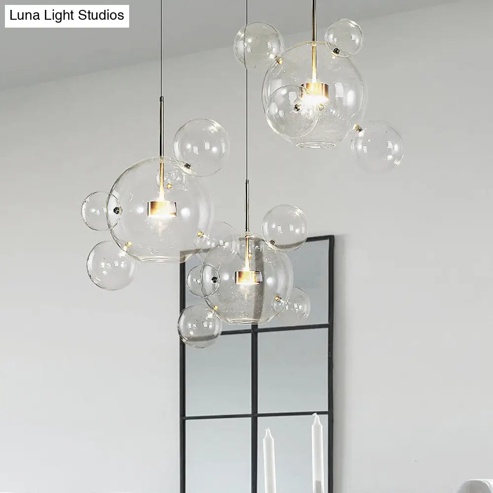 Gold Bubble Glass Pendant Light With Led Bulbs - Modernist Ceiling Lamp (1/4/6 Lights)