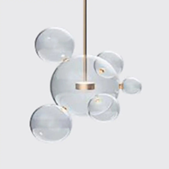 Gold Bubble Design Led Pendant Light - Clear Glass Ball Modernist Style 1/4/6 Lights 6 /