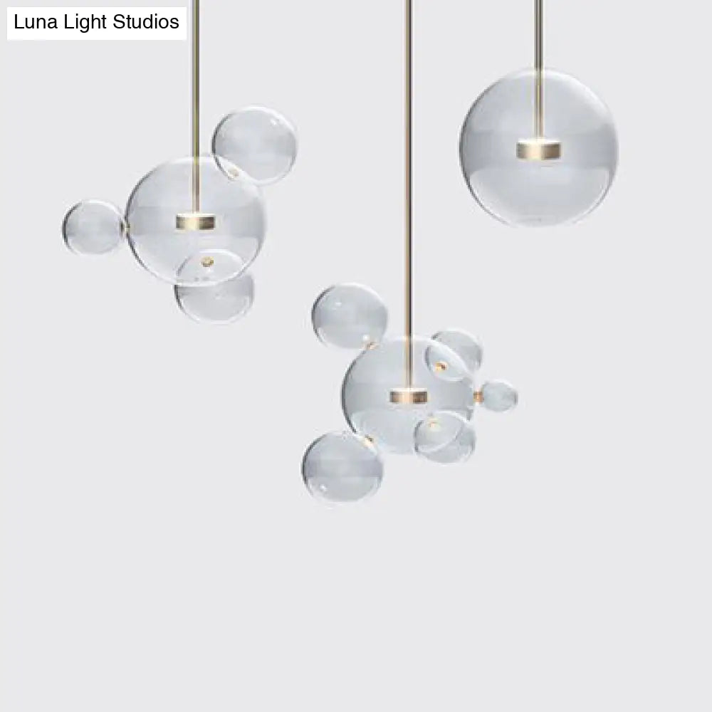 Gold Bubble Glass Pendant Light With Led Bulbs - Modernist Ceiling Lamp (1/4/6 Lights)