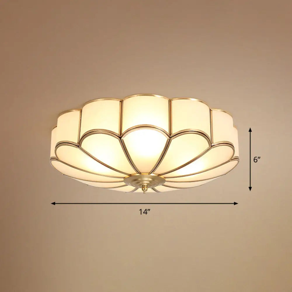 Gold Chrysanthemum Traditional Glass Flush Mount Ceiling Light For Bedroom 3 /