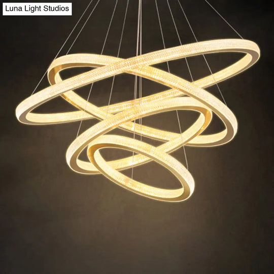 Gold Circular Pendant Led Chandelier Light For Living Room