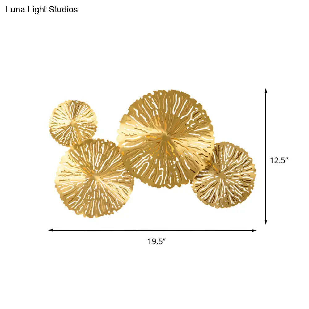 Gold Circular Sconce Lamp - 3 Bulbs Metal Wall Lighting Fixture For Stairway Tradition