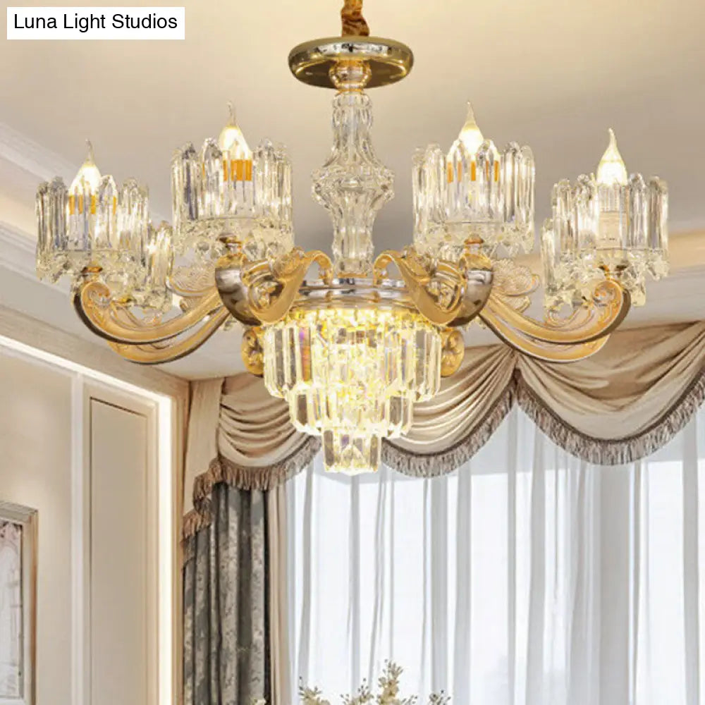 Gold Crystal Chandelier For Modern Bedrooms: Suspended Drum Lighting Fixture