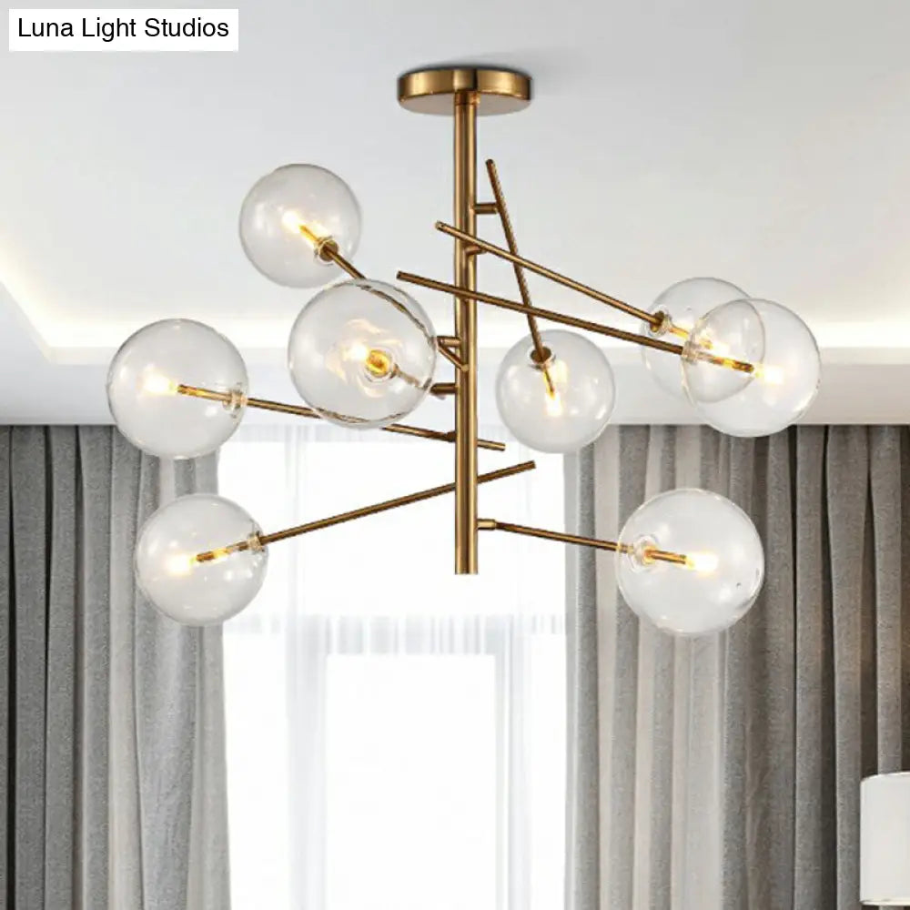 Gold Clear Glass Chandelier: Ball Restaurant Suspension Light With Postmodern Style