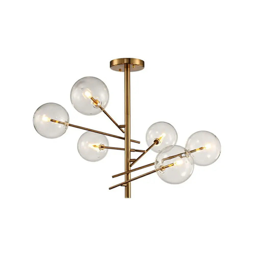 Gold Clear Glass Chandelier: Ball Restaurant Suspension Light With Postmodern Style 6 /