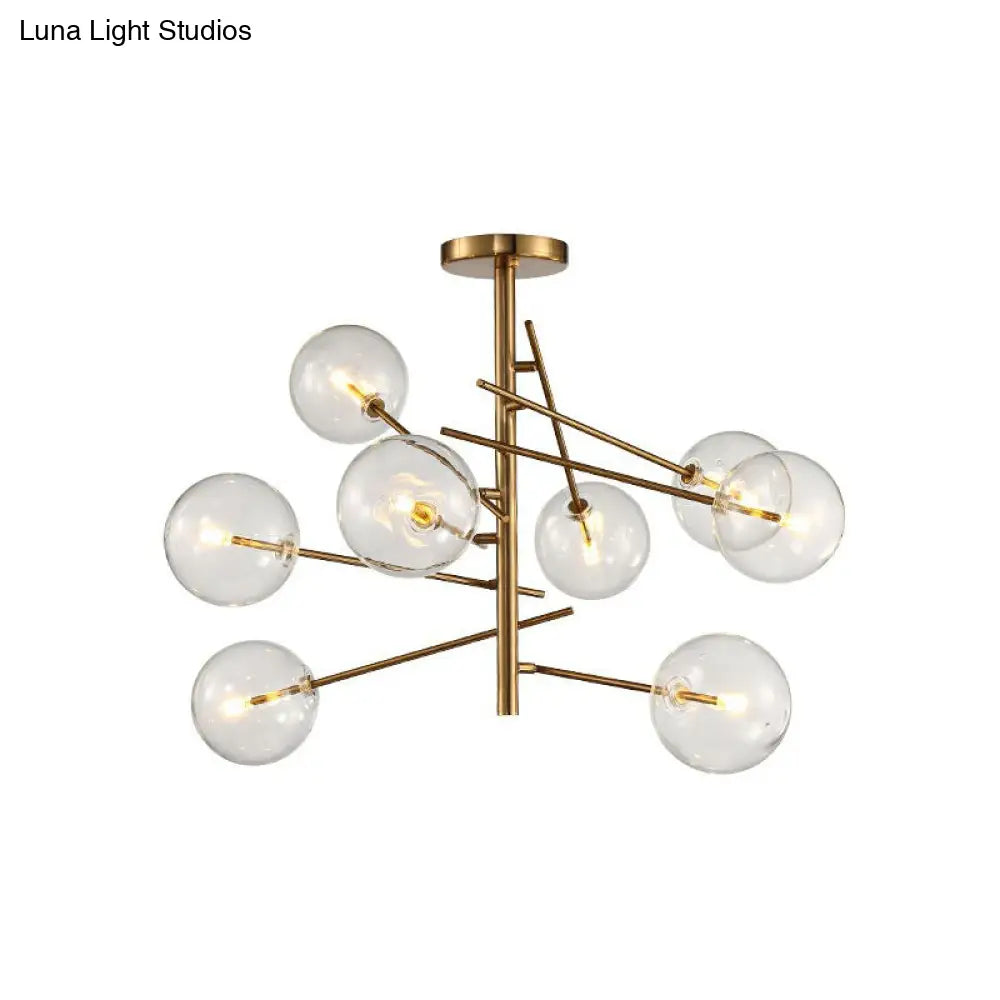 Clear Glass Gold Chandelier - Postmodern Suspension Light For Restaurants 8 /