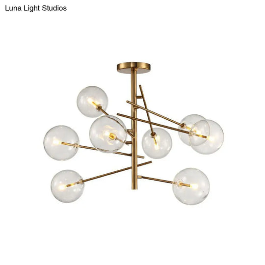 Clear Glass Gold Chandelier - Postmodern Suspension Light For Restaurants 8 /