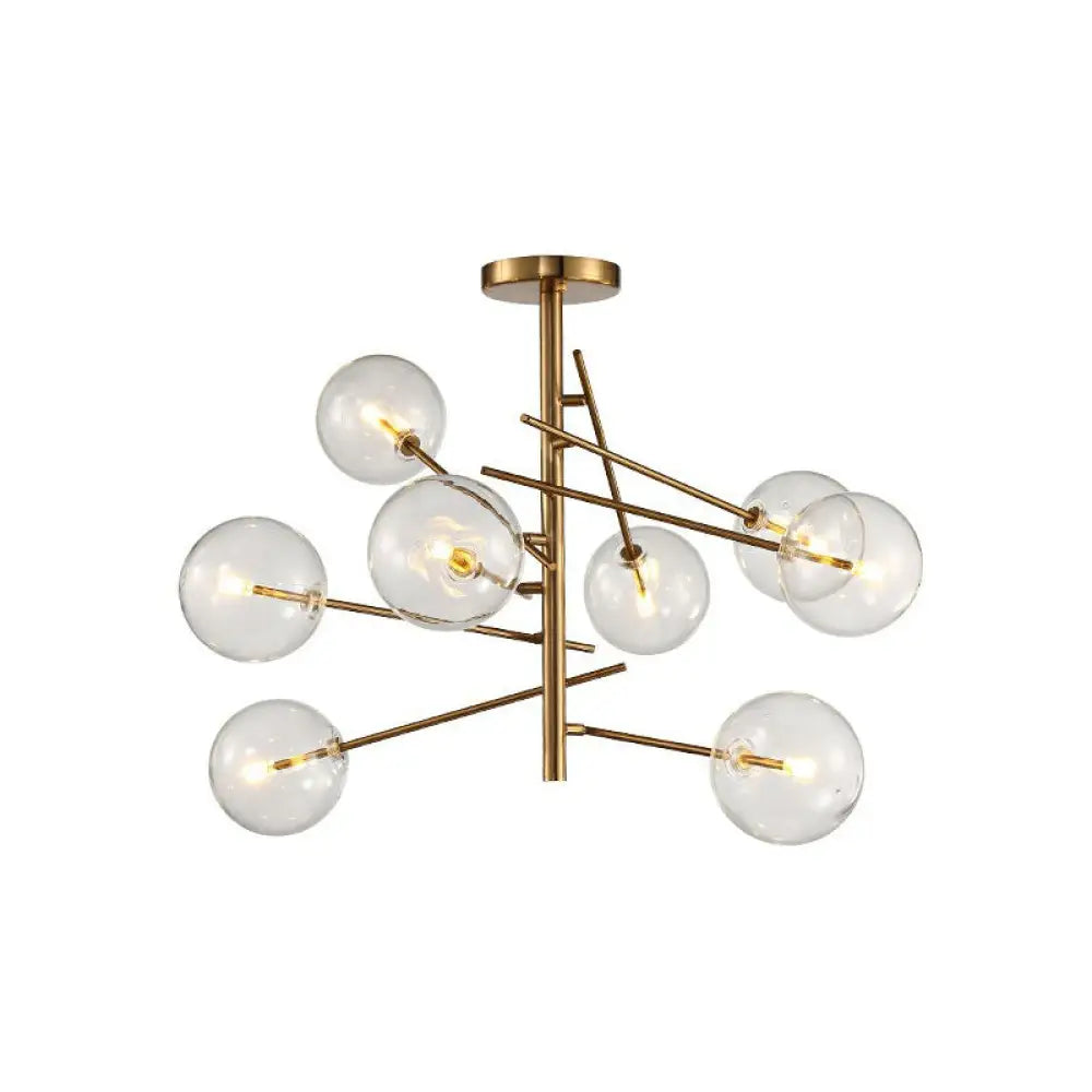 Gold Clear Glass Chandelier: Ball Restaurant Suspension Light With Postmodern Style 8 /