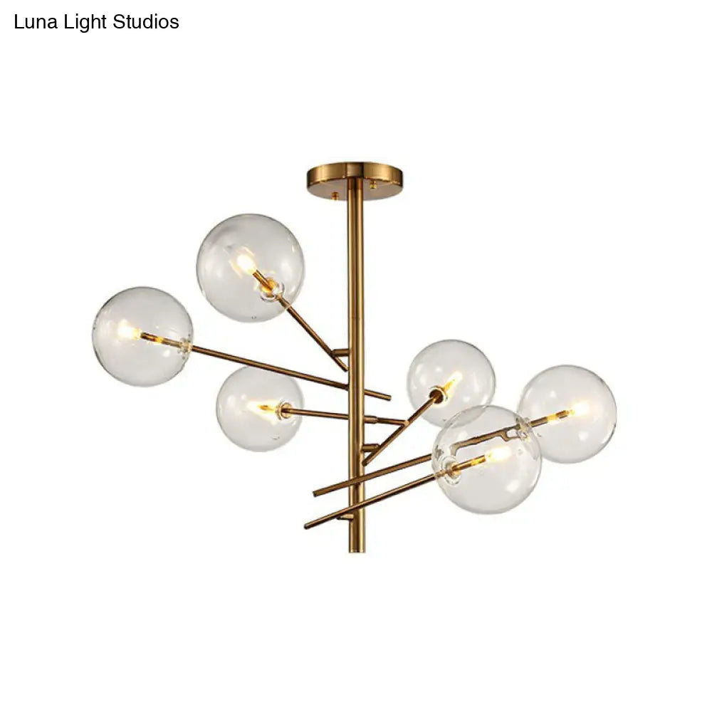 Clear Glass Gold Chandelier - Postmodern Suspension Light For Restaurants 6 /