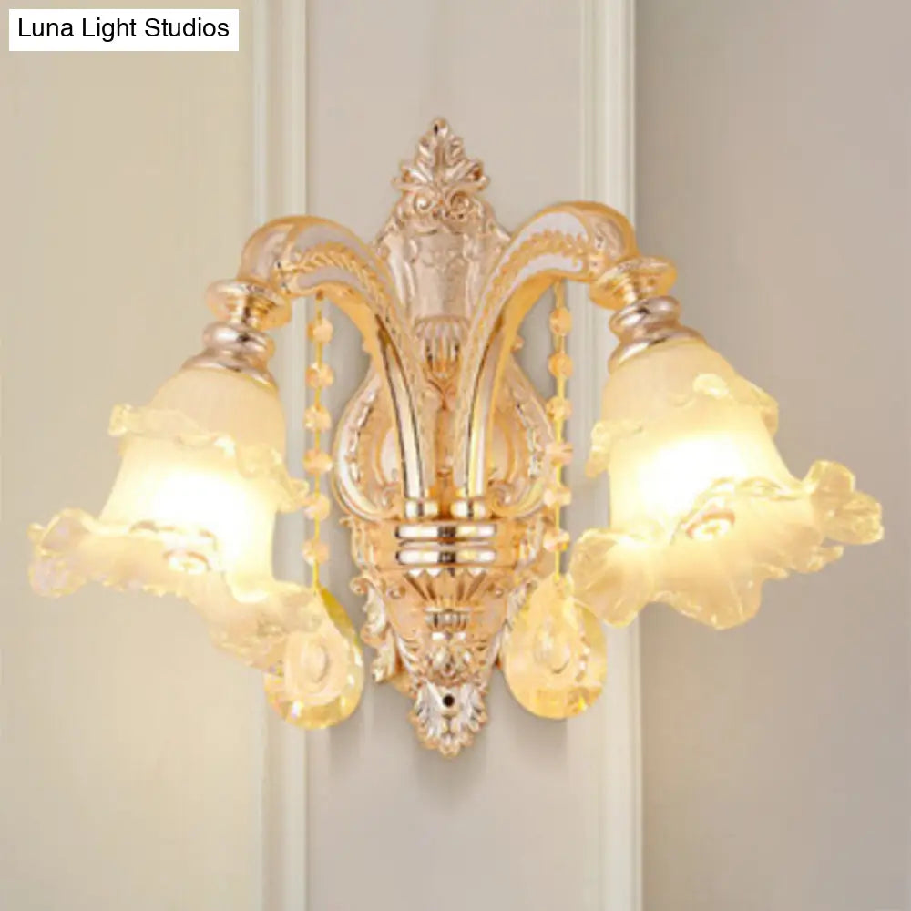 Gold Ribbed Glass Petal Ceiling Lamp: Modern Chandelier Lighting Fixture 2 /