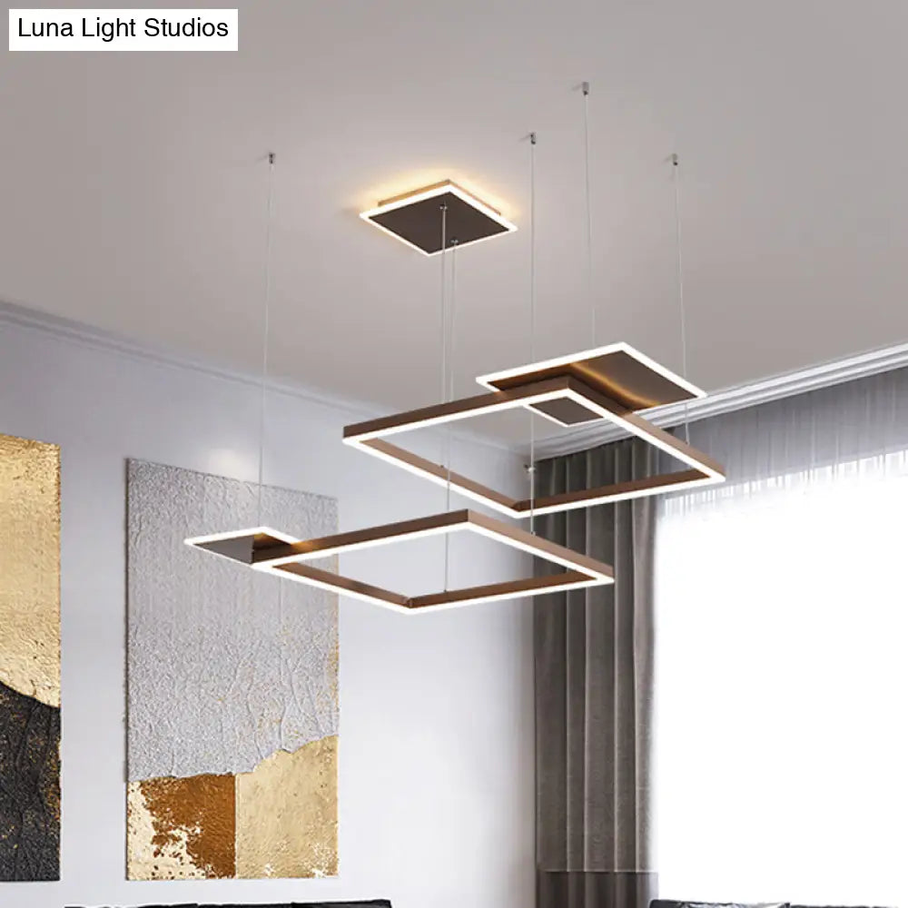 Modern Led Suspension Chandelier In Gold/Coffee With Warm/White Light