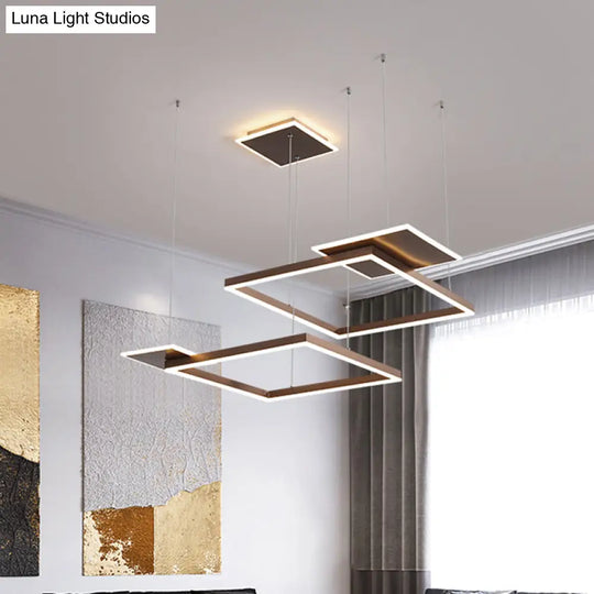 Modern Led Suspension Chandelier In Gold/Coffee With Warm/White Light