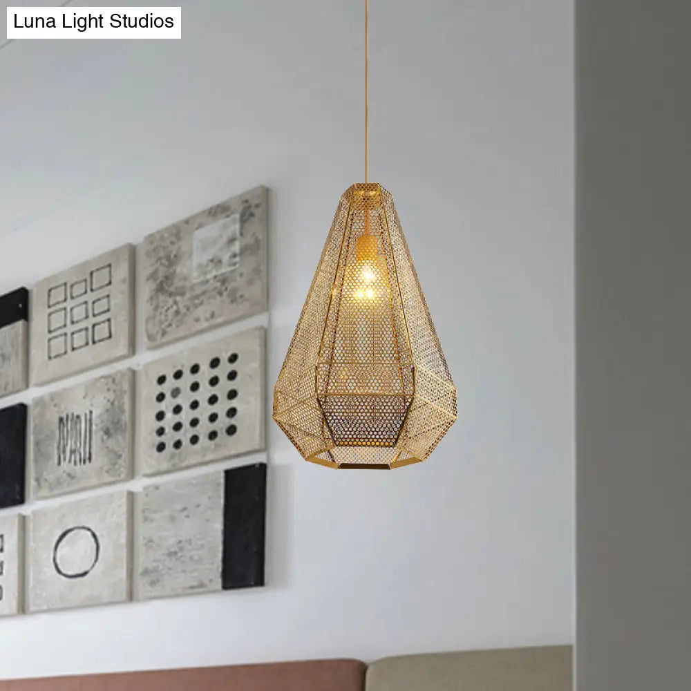 Gold Colonial Diamond Suspension Pendant Light With Stainless Steel Down Lighting