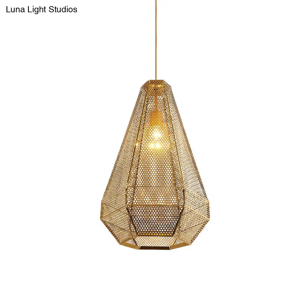 Gold Colonial Diamond Suspension Pendant Light With Stainless Steel Down Lighting