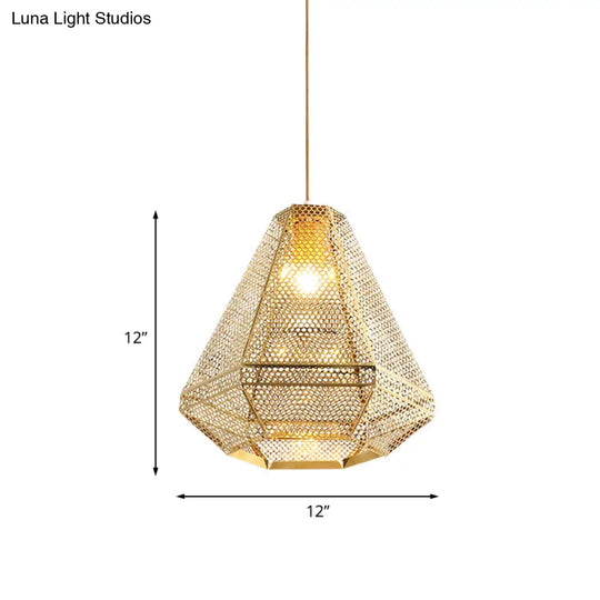 Gold Colonial Diamond Suspension Pendant Light With Stainless Steel Down Lighting