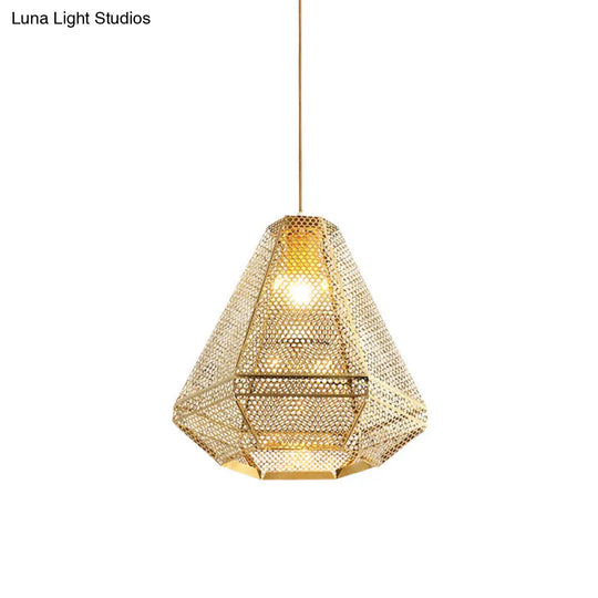 Gold Colonial Diamond Suspension Pendant Light With Stainless Steel Down Lighting