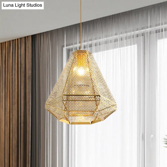 Gold Colonial Diamond Suspension Pendant Light With Stainless Steel Down Lighting