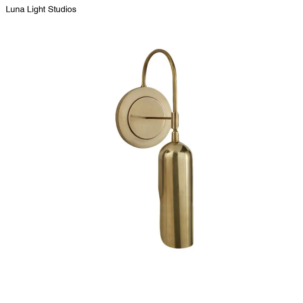 Gold Colonial Metal Tube Wall Sconce - 1-Light Living Room Lamp