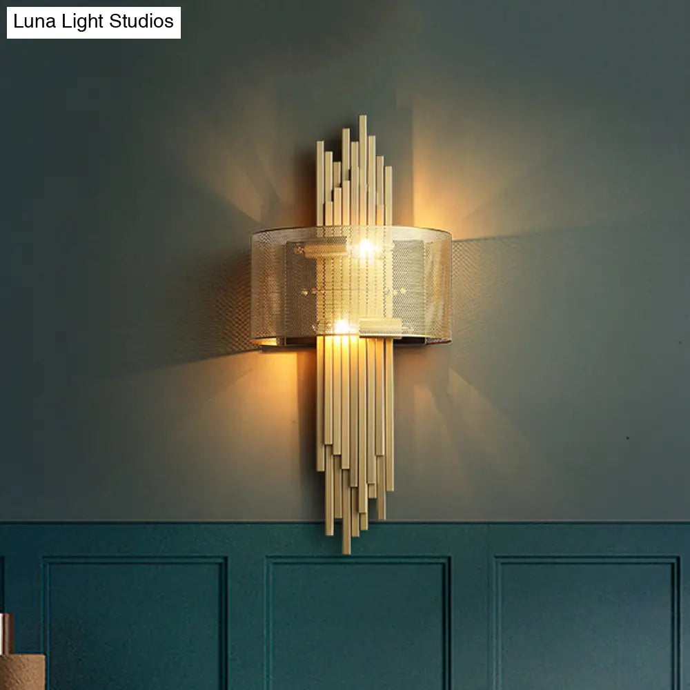 Gold Colonial Wall Sconce With 2 Lights And Mesh Screen