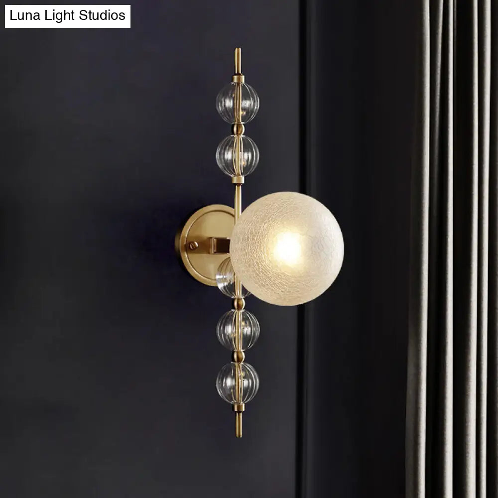 Gold Crackle Glass Modern Wall Sconce For Living Room With Round Light Fixture