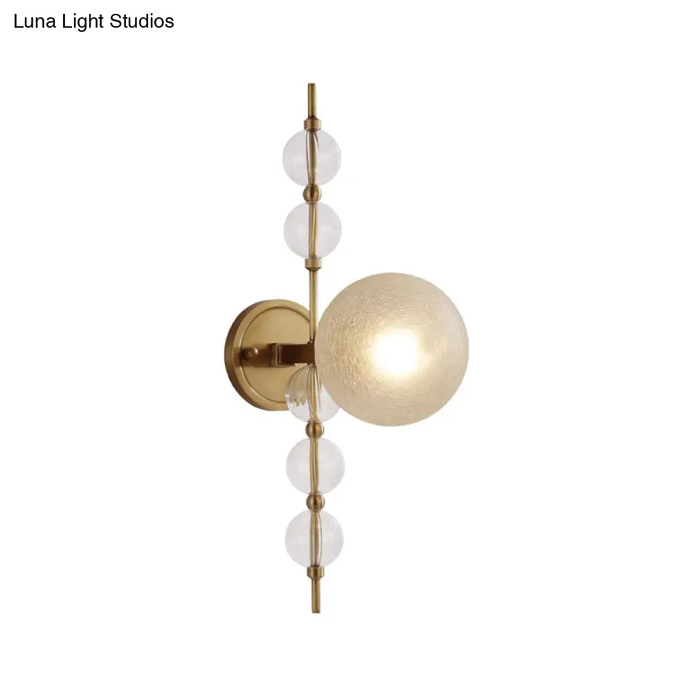 Gold Crackle Glass Modern Wall Sconce For Living Room With Round Light Fixture