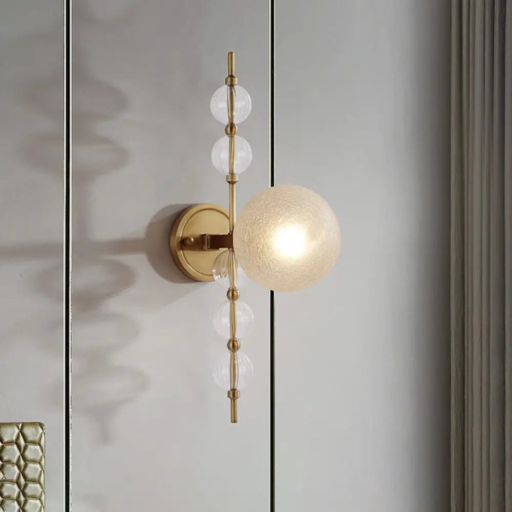 Gold Crackle Glass Modern Wall Sconce For Living Room With Round Light Fixture